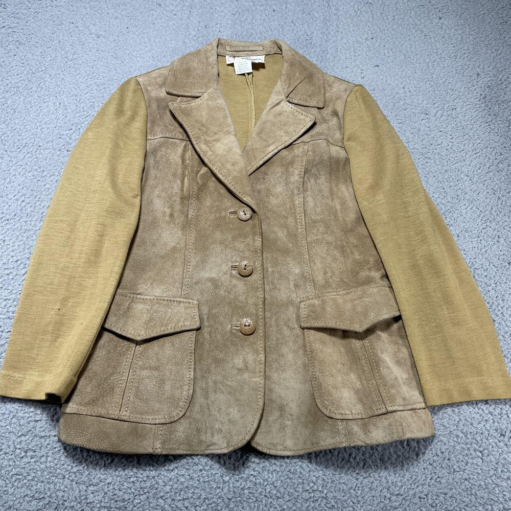 Vintage Penney's Jacket Womens‎ 12 Tan Pigskin Suede Knit Blazer Western